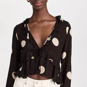 Faithfull the Brand Black Polka Dot Blouse